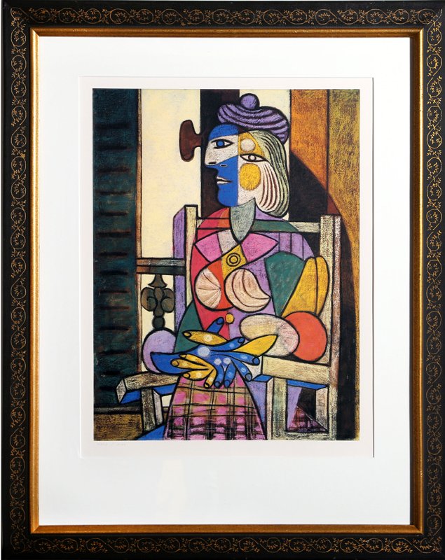 Pablo Picasso, Femme Assise Devant sa Fenetre,: Artist: Pablo Picasso, Spanish (1881 - 1973) Title: Femme Assise Devant sa Fenetre Year: 1980 Medium: Lithograph on Arches paper Edition: 5000 Image Size: 22 x 16.5 inches Size: 30 x 20.5 in. (76.2 x