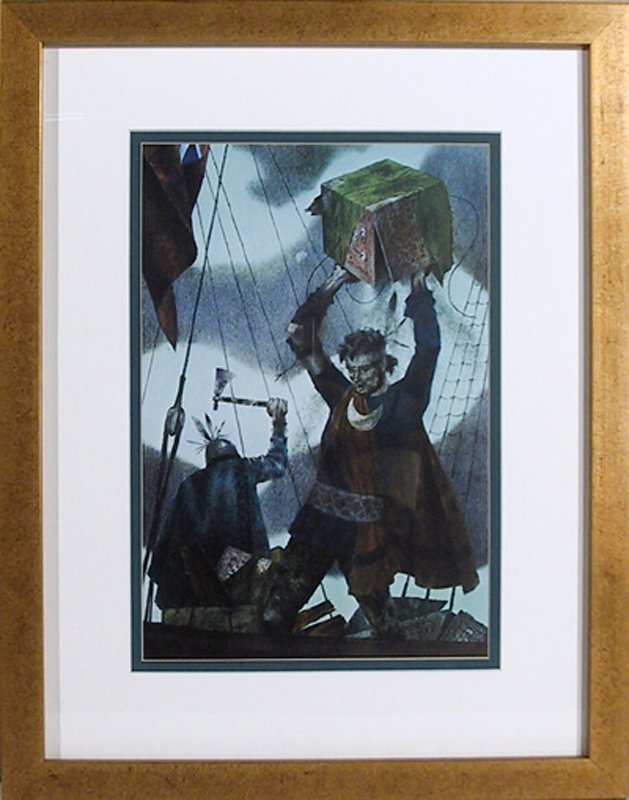 Joseph Hirsch, The Boston Tea Party, Offset Lithograph: Artist: Joseph Hirsch (1901 - 1981) Title: The Boston Tea Party Year: 1975 Medium: Offset Lithograph Size: 17 x 14 in. (43.18 x 35.56 cm) Frame Size: 20 x 17 inches
