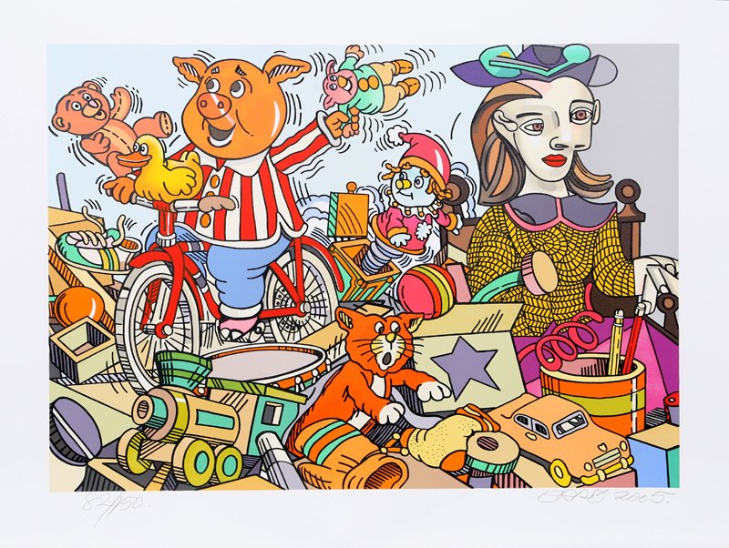 Gudmundur Erro, Hommage A Picasso, Lithograph: Artist: Gudmundur Erro, Icelandic (1932 - ) Title: Hommage A Picasso Year: 2005 Medium: Lithograph, signed and numbered in pencil Edition: 150 Image Size: 18 x 25 inches Size: 23.25 x 31.5 in. (59.06