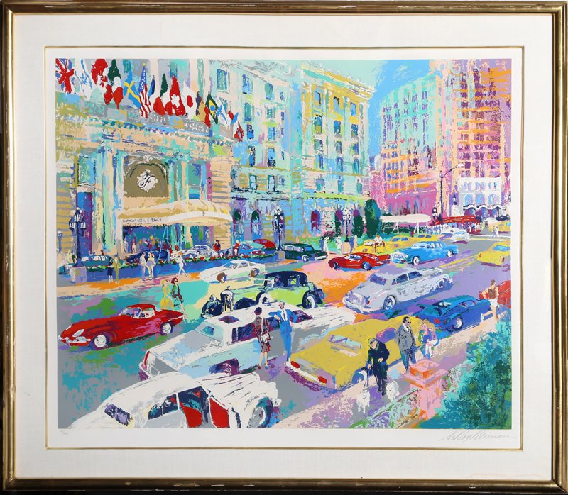LeRoy Neiman, Nob Hill, Serigraph: Artist: LeRoy Neiman, American (1921 - 2012) Title: Nob Hill Year: 1986 Medium: Serigraph, signed and numbered in pencil Edition: 18/350 Image Size: 30.5 x 37.5 inches Frame Size: 41 x 47 inchhes
