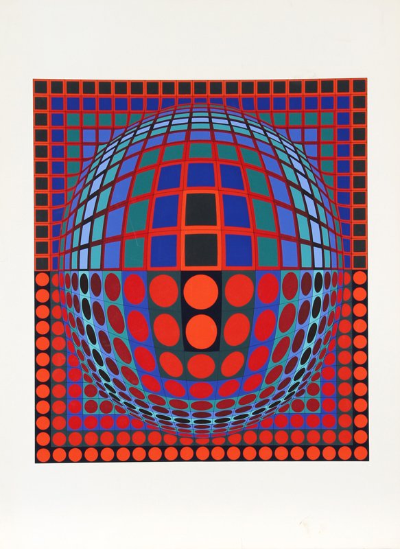 Victor Vasarely, I, Serigraph: Artist: Victor Vasarely, Hungarian (1908 - 1997) Title: Untitled - I Year: circa 1980 Medium: Serigraph Image Size: 20.5 x 18 inches Size: 29.5 in. x 22 in. (74.93 cm x 55.88 cm)