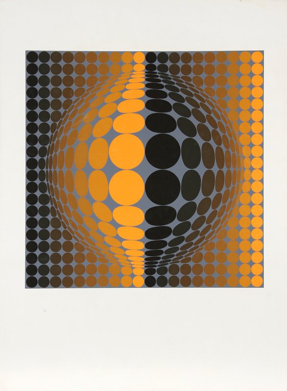 Victor Vasarely, Vega, Serigraph: Artist: Victor Vasarely, Hungarian (1908 - 1997) Title: Vega Year: circa 1980 Medium: Serigraph Image Size: 18 x 18 inches Size: 29.5 in. x 22 in. (74.93 cm x 55.88 cm)