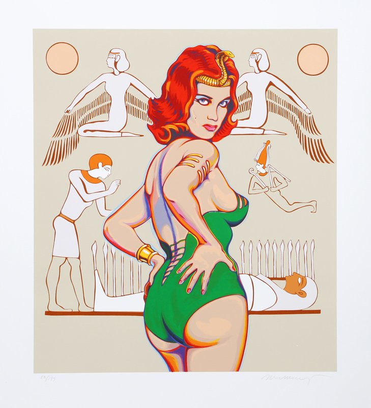 Mel Ramos, Nile Queen, Lithograph: Artist: Mel Ramos, American (1935 - ) Title: Nile Queen Year: 1999 Medium: Lithograph, signed and numbered in pencil Edition: 199 Image Size: 28 x 25 inches Size: 39 x 34 in. (99.06 x 86.36 cm)
