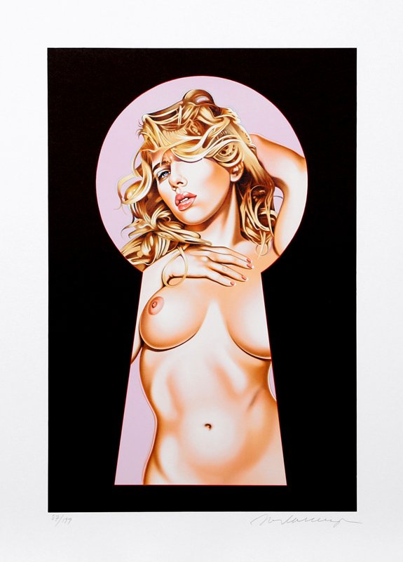 Mel Ramos, Peek A Boo #4 (Scarlett Johansson),: Artist: Mel Ramos, American (1935 - ) Title: Peek A Boo #4 (Scarlett Johansson) Year: 2008 Medium: Lithograph, signed and numbered in pencil Edition: 199 Image Size: 24 x 16 inches Size: 31.5 x 23 in.