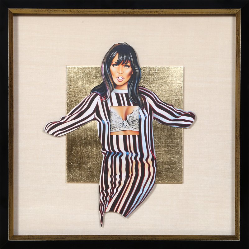 Mel Ramos, Maidenform Molly, Lithograph: Artist: Mel Ramos, American (1935 - ) Title: Maidenform Molly Year: 2014 Medium: Lithograph mounted on Shaped Cardboard with Gold-Leaf Edition: 200 + AP Size: 15.5 x 15.5 in. (39.37 x 39.37 cm) Frame