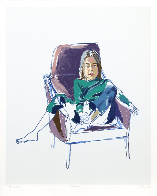 Alice Neel, Portrait of Olivia, Lithograph: Artist: Alice Neel, American (1900 - 1984) Title: Portrait of Olivia Year: 1980 Medium: Lithograph, signed and numbered in pencil Edition: AP 16 Image Size: 30 x 24 inches Size: 33.5 x 26 in. (85.09 x