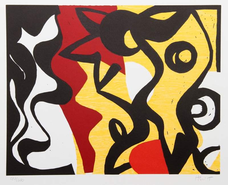 Charlie Hewitt, F, Woodblock: Artist: Charlie Hewitt, American (1946 - ) Title: Untitled - F Medium: Woodblock, Signed and Numbered in Pencil Edition: 100 Size: 20 in. x 24 in. (50.8 cm x 60.96 cm)