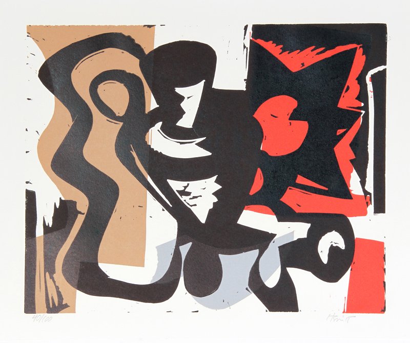 Charlie Hewitt, I, Woodblock: Artist: Charlie Hewitt, American (1946 - ) Title: Untitled - I Year: circa 1995 Medium: Woodblock, Signed and Numbered in Pencil Edition: 100 Image Size: 16 x 20 inches Size: 18.5 x 23 in. (46.99 x 58