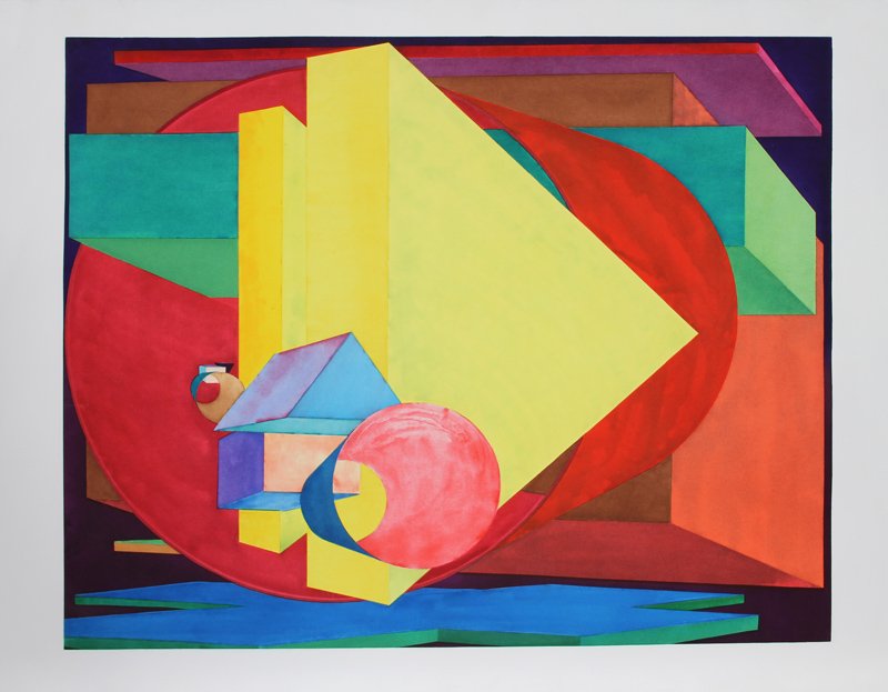 Al Held, Putu, Aquatint Etching: Artist: Al Held, American (1928 - 2005) Title: Putu Year: 1988 Medium: Aquatint Etching, signed and numbered in pencil verso Edition: AP 25 Image Size: 35.5 x 44.5 inches Size: 41 in. x 53.5 in. (104.