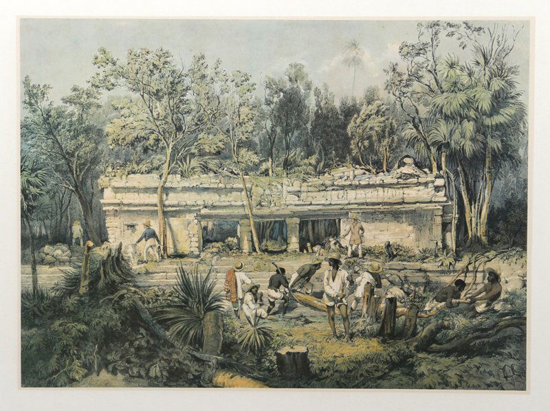 Frederick Catherwood, Temple, Central America, Chiapas: Artist: Frederick Catherwood, English (1799 - 1854) Title: Temple at Tuloom from Views of Ancient Monuments in Central America, Chiapas and Yucatan Medium: Lithograph Image Size: 11 x 15 inches Size: