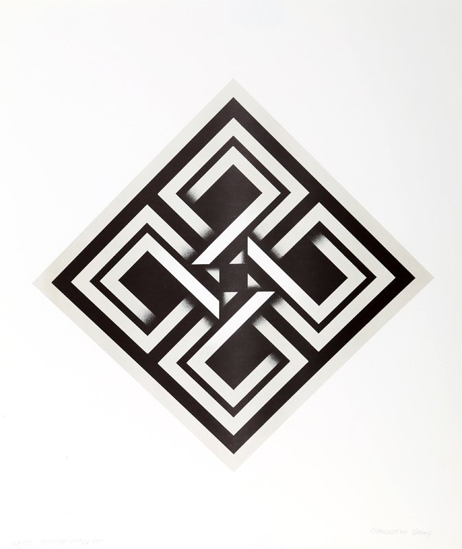 Omar Rayo, Clandestine Game, Screenprint: Artist: Omar Rayo, Colombian (1928 - 2010) Title: Clandestine Game Year: 1966 Medium: Screenprint, signed and numbered in pencil Edition: 75 Image Size: 17 x 17 inches Size: 24 x 20 in. (60.96 x 50.8 