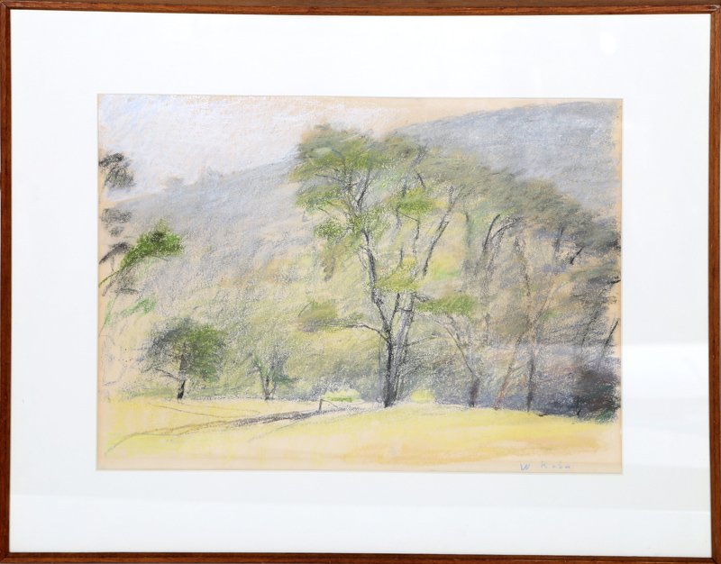 Wolf Kahn, Untitled, Pastel Drawing LR: Artist: Wolf Kahn, American (1927 - ) Title: Untitled Year: Circa 1980-1990 Medium: Pastel on Paper, signed LR Image Size: 15 x 19 inches Frame Size: 22 x 27 inches