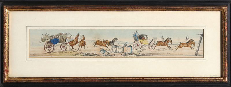 Henry Thomas Alken, Horse and Carriage - 3, Lithograph: Artist: Henry Thomas Alken, British (1785 - 1851) Title: Horse and Carriage - 3 Medium: Lithograph Size: 3.5 x 20.5 in. (8.89 x 52.07 cm) Frame Size: 10.25 x 27.5 inches