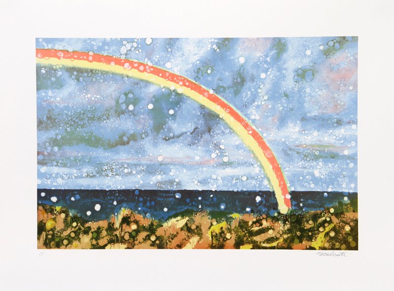 Antonio Recalcati, Rainbow, Lithograph: Artist: Antonio Recalcati, Italian (1938 - ) Title: Rainbow Year: circa 1980 Medium: Lithograph, signed and numbered in pencil Edition: AP Image Size: 15.5 x 23.5 inches Size: 21.5 in. x 29 in. (54.61
