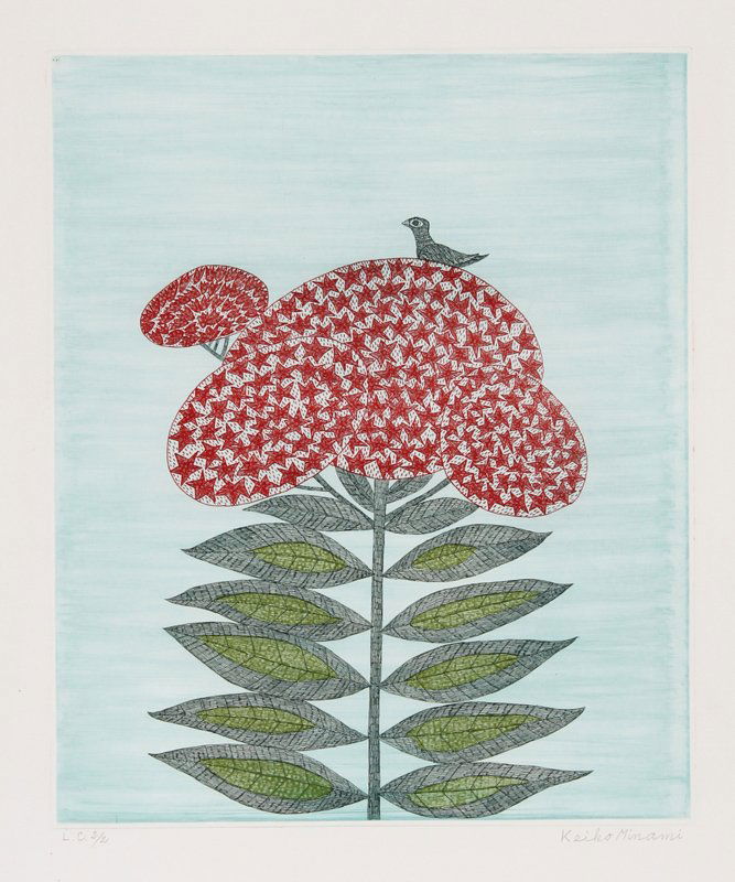 Keiko Minami, Bird on Flower, Aquatint Etching (1 of 1)