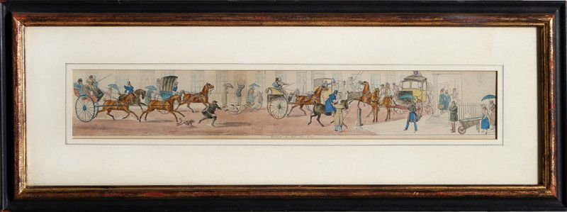 Henry Thomas Alken, Doing a Bit of City, Etching: Artist: Henry Thomas Alken, British (1785 - 1851) Title: Doing a Bit of City Medium: Etching Size: 3.5 x 20.5 in. (8.89 x 52.07 cm) Frame Size: 10.5 x 27.5 inches