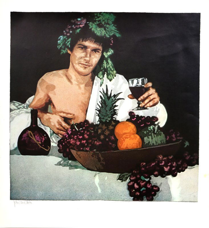 John Clem Clarke, Bacchus, Offset Lithograph: Artist: John Clem Clarke, American (1937 - ) Title: Bacchus Medium: Offset Lithograph, signed in pencil Image Size: 20 x 20 inches Size: 24.25 x 22.5 in. (61.6 x 57.15 cm)