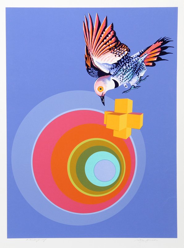 Rita Simon, Rara Avis II, Serigraph: Artist: Rita Simon, American (1938 - ) Title: Rara Avis II Year: 1978 Medium: Serigraph, signed and numbered in pencil Edition: AP Image Size: 32 x 24 inches Size: 35 in. x 26 in. (88.9 cm x 66.04 cm)