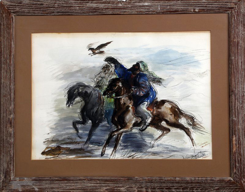 John Groth, Untitled, Watercolor Painting: Artist: John Groth (1908 - 1988) Title: Untitled Year: circa 1940 Medium: Watercolor on Paper, signed l.r. Size: 17 x 24 in. (43.18 x 60.96 cm) Frame Size: 25.5 x 33 inches