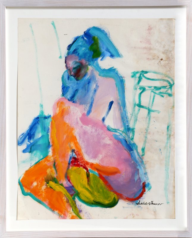 Isabel Gamerov, Nude Woman, Gouache Painting: Artist: Isabel Gamerov, American (1943 - ) Title: Untitled - Nude Woman Year: circa 2000 Medium: Gouache on Paper, signed l.r. Size: 23.5 x 18.5 in. (59.69 x 46.99 cm) Frame Size: 28 x 23 inches