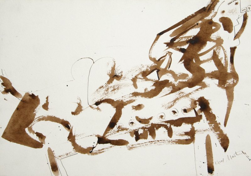 Knox Martin, Abstract, Pen and Ink Wash Drawing (1 of 1)