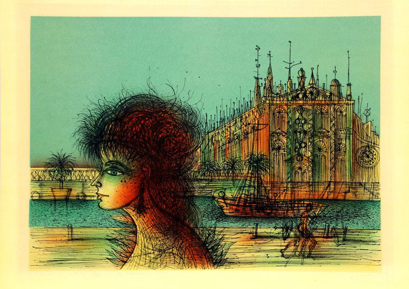 Jean Carzou, Le Palais sur le Fleure, Lithograph (1 of 1)