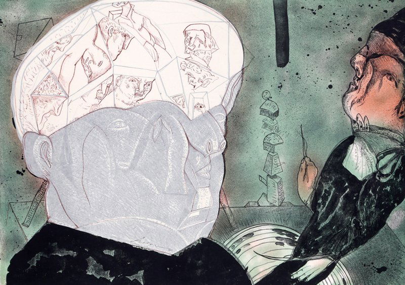 Jose Luis Cuevas, Macbeth, Lithograph with Collage (1 of 1)