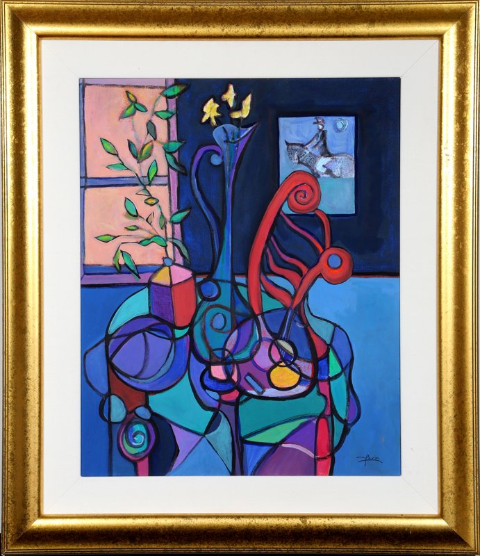 Avi Farin, Still Life with Red Chair, Oil Painting (1 of 3)