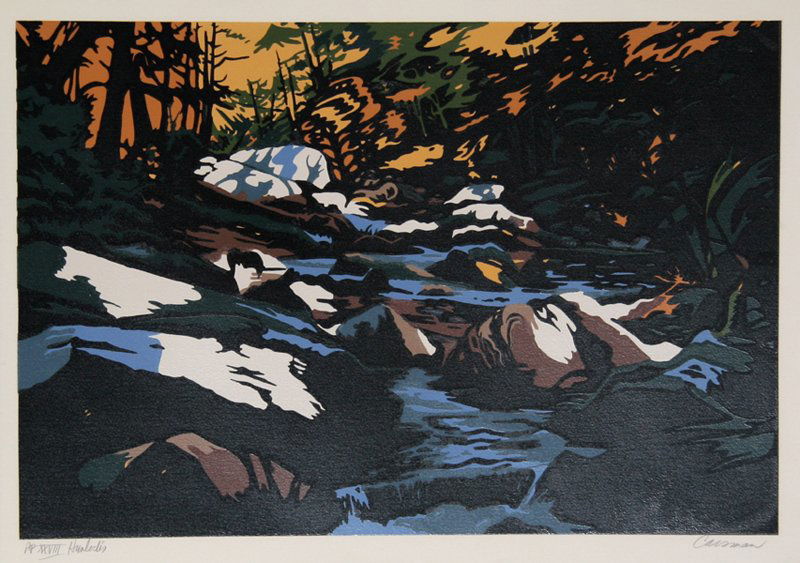 Jon Carsman, Hemlocks, Serigraph: Artist: Jon Carsman, American (1944 - 1987) Title: Hemlocks Year: 1980 Medium: Serigraph, signed and numbered in pencil Edition: 250, AP Size: 22 in. x 29.5 in. (55.88 cm x 74.93 cm)