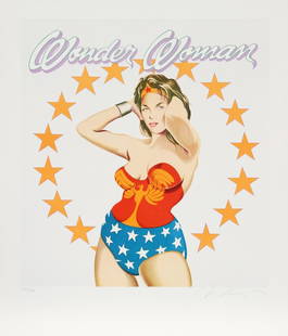 Mel Ramos, Wonder Woman, Lithograph: Artist: Mel Ramos, American (1935 - ) Title: Wonder Woman Year: 1981 Medium: Lithograph, Signed and Numbered in Pencil Edition: 250 Size: 24.5 in. x 20 in. (62.23 cm x 50.8 cm)