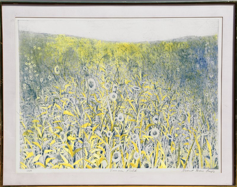 Robert Bero, Summer Field, Aquatint Etching: Artist: Robert Bero Title: Summer Field Year: circa 1970 Medium: Etching with Aquatint, signed and numbered in pencil Edition: 11/50 Image Size: 29.5 x 39.5 inches Frame Size: 37 x 47 inches