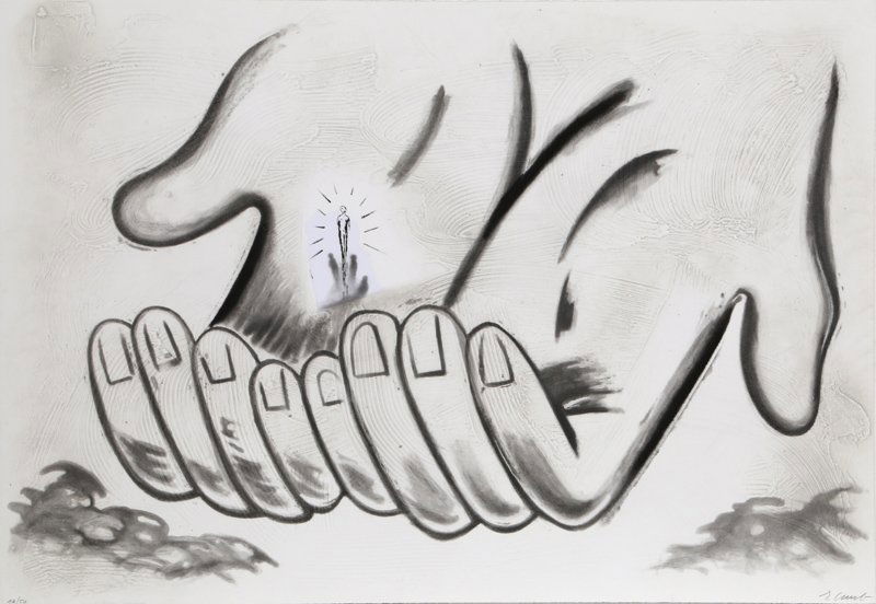 Enzo Cucchi, La Mana, Aquatint Etching and Carborundum: Artist: Enzo Cucchi, Italian (1949 - ) Title: La Mana Medium: Etching with Aquatint and Carborundum, signed and numbered in pencil Edition: 14/50 Size: 27 x 38.5 in. (68.58 x 97.79 cm)