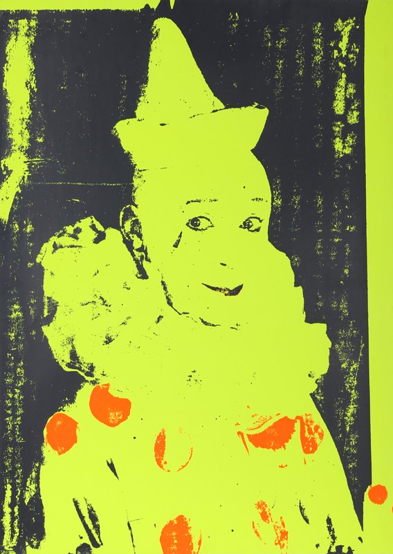 Ford Beckman, Neon Clown 3, Silkscreen: Artist: Ford Beckman, American (1952 - 2014) Title: Neon Clown 3 Year: 1994 Medium: Silkscreen, signed verso Edition: AP Size: 34 x 24.5 in. (86.36 x 62.23 cm)