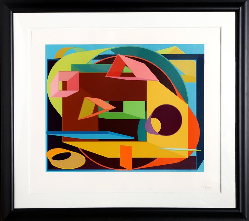 Al Held, Scholes II, Silkscreen: Artist: Al Held, American (1928 - 2005) Title: Scholes II Year: 1991 Medium: Silkscreen, signed and numbered in pencil Edition: 80 Image Size: 23 x 29 inches Size: 29 x 34 in. (73.66 x 86.36 cm) Frame