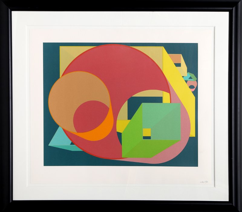 Al Held, Scholes I, Silkscreen: Artist: Al Held, American (1928 - 2005) Title: Scholes I Year: 1991 Medium: Silkscreen, signed and numbered in pencil Edition: 80 Image Size: 23 x 29 inches Size: 29 x 34 in. (73.66 x 86.36 cm) Frame