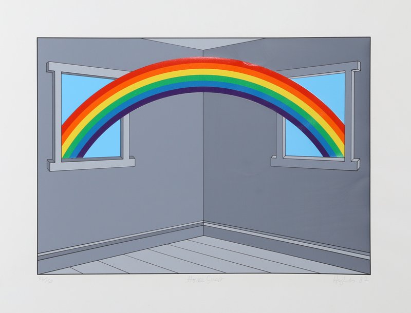 Patrick Hughes, House Guest, Silkscreen: Artist: Patrick Hughes, British (1939 - ) Title: House Guest Year: 1982 Medium: Silkscreen, signed and numbered in pencil Edition: 33/150 Image Size: 15 x 21 inches Size: 22 x 30 in. (55.88 x 76.2 cm)