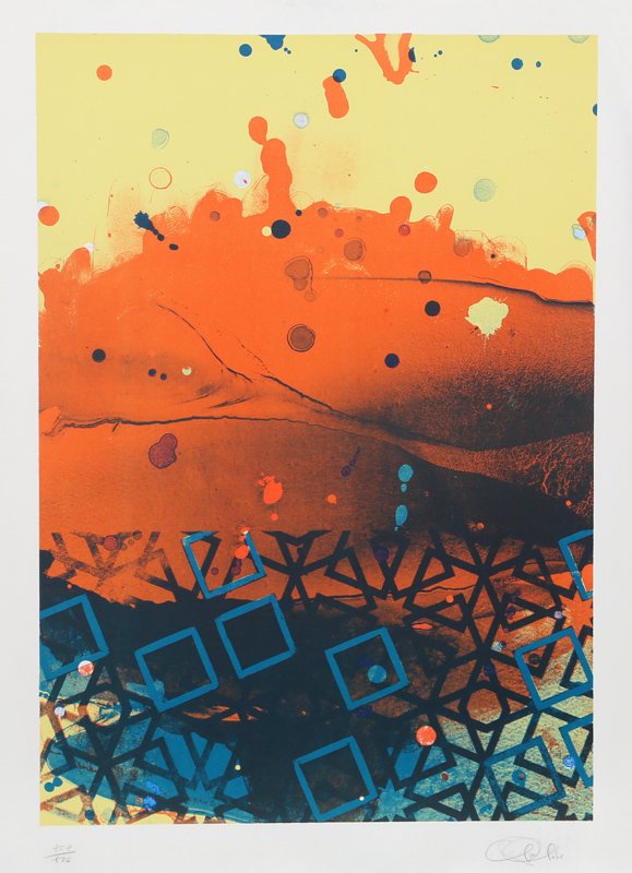 Hong Hao, Untitled Blue Squares, Etching: Artist: Hong Hao, Chinese (1965 - ) Title: Untitled (Blue Squares) Medium: Etching, signed and numbered in pencil Edition: 175 Image Size: 25.5 x 18 inches Size: 29 x 21.5 in. (73.66 x 54.61 cm)