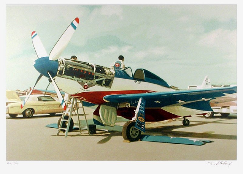 Tom Blackwell, Red, White & Blue Mustang, Serigraph: Artist: Tom Blackwell, American (1938 - ) Title: Red, White & Blue Mustang Year: circa 1981 Medium: Serigraph, signed and numbered in pencil Edition: 250 Size: 22 in. x 30 in. (55.88 cm x 76.2 cm)