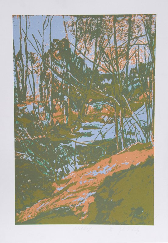 John Healy, Salmon and Green Forest, Serigraph (1 of 1)