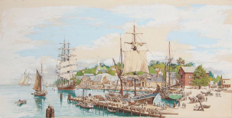 Carl Evers, Mystic Seaport, Connecticut Watercolor (1 of 2)