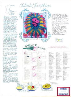 Antoni Miralda, Salade Josephine, Lithograph with: Artist: Antoni Miralda, Spanish (1942 - ) Title: Salade Josephine Year: circa 1980 Medium: Lithograph with Collage, signed and numbered in pencil Edition: 71/75 Size: 30 x 22 in. (76.2 x 55.88 cm)