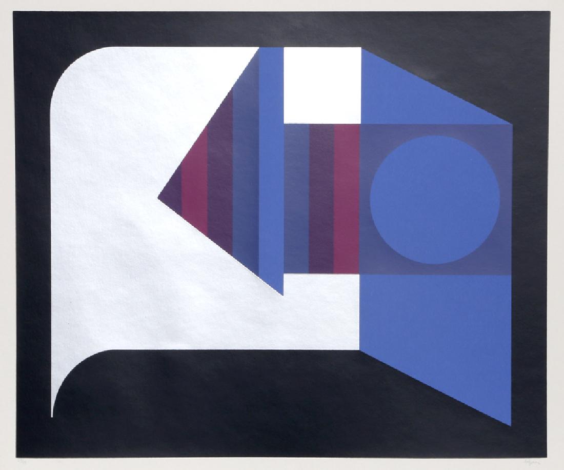 Manuel Felguerez Barra, Arrow with Black and Silver,: Artist: Manuel Felguerez Barra, Mexican (1928 - ) Title: Arrow with Black and Silver Year: circa 1970 Medium: Screenprint, signed and numbered in pencil Edition: 23/25 Image Size: 19.5 x 23 inches Siz