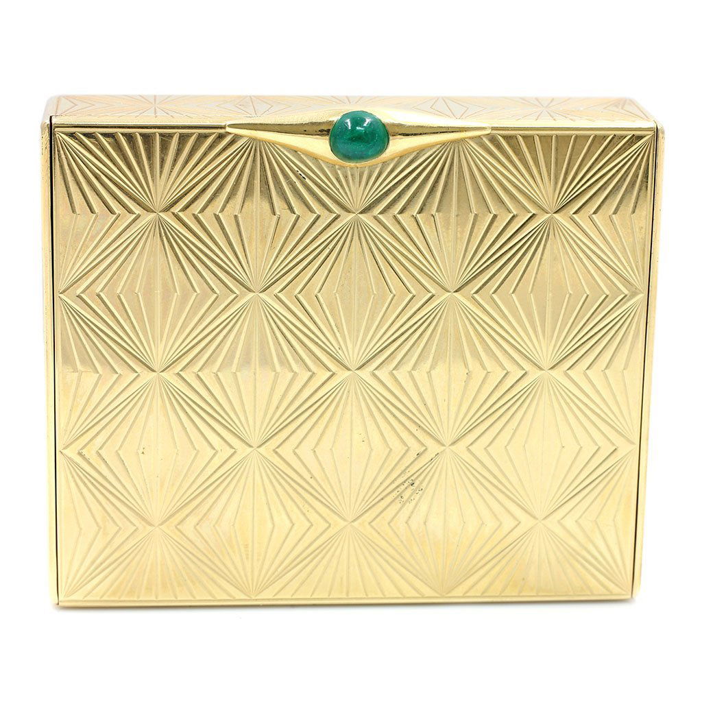 14KT  GOLD CARTIER BOX WITH CABOCHON EMERALD CIRCA 1920 (1 of 7)