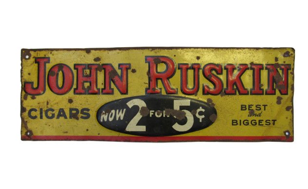 John Ruskin Cigar Advertising Tin Sign (1 of 1)