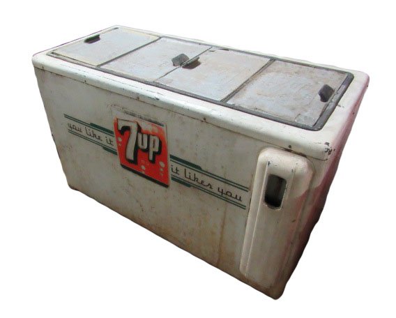 7-up Double Cooler for Restoration: 52" x 23" x 32". A solid piece in need of a restoration.