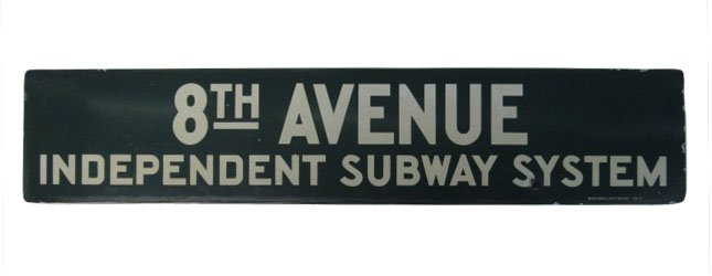 Porcelain 8th Avenue Subway Sign (1 of 1)