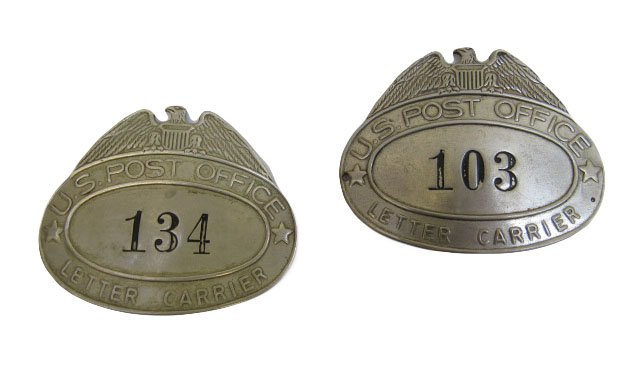 Two U.S. Post Office Hat Badges (1 of 1)