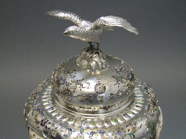 Japanese Silver & Shibayama Covered Vase 19th C. - 2