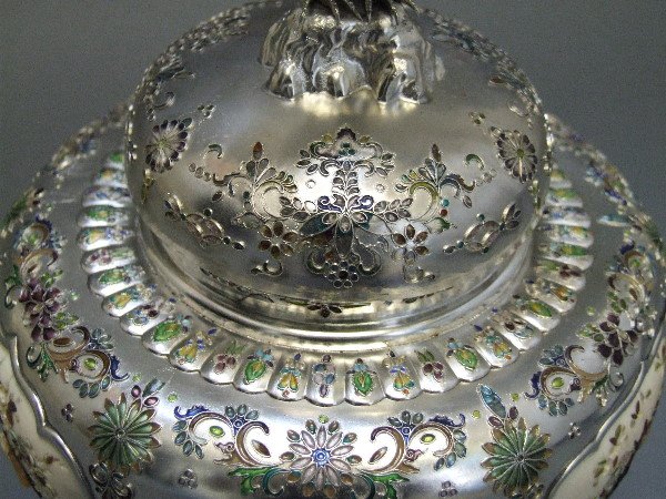 Japanese Silver & Shibayama Covered Vase 19th C. - 5