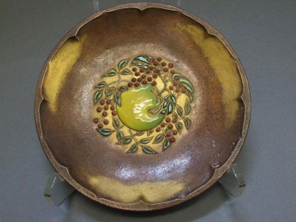 93: Japanese Cloisonne Copper Plate by Jubei Ando